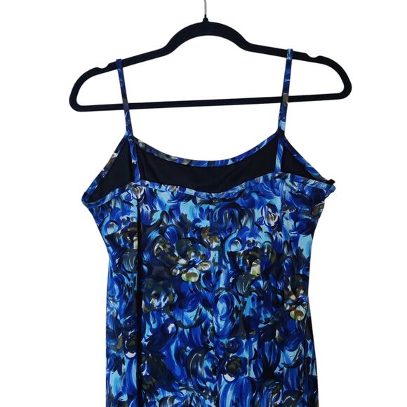 Vtg Byer Too! 90s Abstract Blue Floral Slip Dress Large Y2K Artsy Fairy Grunge - Picture 5 of 13